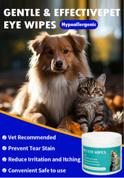 TUXTOOX Pet Eye Grooming Wipes, Gentle Tear Stain Remover Wipes for Dogs & Cats, Mild Non-Irritating Eye Cleaning Wipes, Lint-Free Pre-Moistened Pet Facial Wipes 100 Count