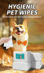 TUXTOOX Alcohol & Fragrance Free Pet Hygienic Wipes, Hypoallergenic Thick Soft Cleaning Wipes for Dogs & Cats, Multi-Purpose Daily Grooming Wipes 80 Count (14×18cm)