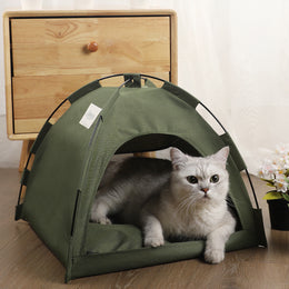 Cat Dog Bed Indoor/Outdoor Pet Tent Bed – Waterproof Portable Cat & Dog Tent for Cats & Small Dogs Breathable Waterproof Tent with Removable Cushion