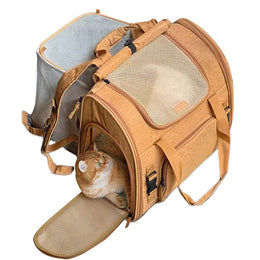TUXTOOX Expandable Breathable Pet Backpack | Airline Friendly Travel Carrier for Cats & Small Dogs Within 8KG