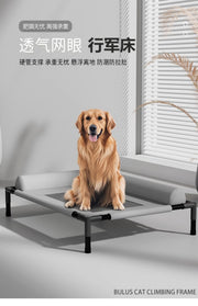TUXTOOX Elevated Cooling Dog Bed with 3-Sided Bolster Pillow, Breathable Mesh Raised Pet Cot, Rustproof Steel Frame Non-Slip Indoor Outdoor Camping Dog Bed, Washable Heavy Duty Pet Bed for Medium Large Dogs M/L
