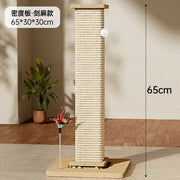 TUXTOOX 65cm Cat Scratching Post with Natural Sisal Rope, Stable Wooden Cat Scratcher Tower with Hanging Ball Toys & Teaser Wand, Anti-Slip Base Furniture Protector, Easy Assembly Interactive Indoor Cat Play Furniture