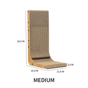 TUXTOOX L-Shaped Vertical Cat Scratcher, Large Durable Corrugated Cardboard Scratch Pad with Solid Wooden Frame, Space-Saving Wall Mount Cat Furniture Protector, 2-in-1 Scratching & Lounge Rest Bed for Indoor Cats
