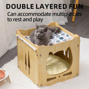 Cat Nest for All Seasons Enclosed Cat Bed for Summer Heat Dissipation and Cool Upper and Lower Bunk Beds Cat Hammocks with Free Mats