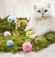 TUXTOOX USB Rechargeable Interactive Cat Toy Ball, Motion Activated Plush Sound Cat Ball, Durable Bite-Resistant Automatic Hunting Exercise Toy, Self-Play Boredom Relief Toy for Indoor Cats & Kittens