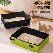 TUXTOOX Portable Foldable Cat Litter Box, Large Capacity Waterproof Travel Cat Toilet, 600D Leak-Proof Outdoor Litter Pan, Durable Easy-Clean Travel Cat Potty for Cats Up to 20 lbs