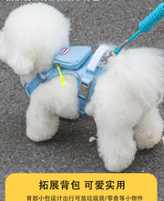 TUXTOOX Dog Harness with Mini Backpack, Waterproof Reflective Adjustable Pet Vest for Small Medium Large Dogs Outdoor Walking Hiking Travel