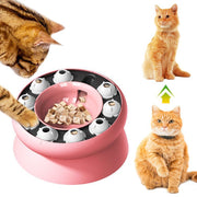 TUXTOOX Interactive Slow Feeder Cat Bowl, Raised Rotating Puzzle Food Dispenser Toy, Anti-Choking Non-Slip Cat Feeding Bowl for Healthy Eating, Mental Stimulation and Boredom Relief – Pink