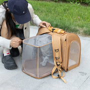 TUXTOOX Expandable Breathable Pet Backpack | Airline Friendly Travel Carrier for Cats & Small Dogs Within 8KG