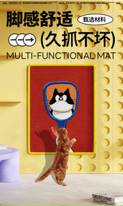 TUXTOOX Natural Sisal Cat Scratching Mat, Self-Adhesive Removable Furniture Protector Scratch Pad, Wear-Resistant Claw Grinding Mat with Cute Pattern, Wall Sofa Door Corner Anti-Scratch Mat for Indoor Cats