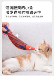 TUXTOOX Catnip Fish Toy with Sound, Interactive Plush Kicker Toy for Cats, Bite-Resistant & Washable Soft Chew Toy, Stress Relief & Energy Burning Indoor Cat Play Toy - Orange / Green / Yellow