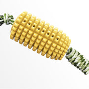 TUXTOOX Corn Shaped Dog Chew Toy with Cotton Rope, Durable TPR Dental Toothbrush Toy for Aggressive Chewers, Interactive Tug Teething Toy, Teeth Cleaning Anxiety Relief Play Toy for Small Medium Large Dogs