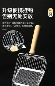 TUXTOOX Stainless Steel Cat Litter Scoop, Heavy Duty Rust-Proof Metal Litter Scooper, Ergonomic Long Handle Deep Shovel, Efficient Sifting Cleaning Tool for Clumping Cat Litter, Daily Pet Litter Box Maintenance Accessory
