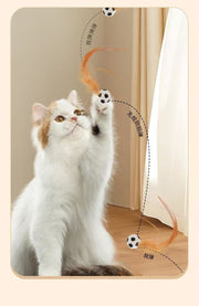 TUXTOOX Interactive Cat Ball Toys with Feather Teaser, Quiet Rolling Bouncy Silicone Sports Ball, Durable Bite Resistant Indoor Chase Exercise Toy, Low Noise Hunting Stimulation Play Toy for Cats