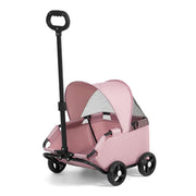 TUXTOOX 2-in-1 Foldable Pet Trolley & Shopping Cart, Lightweight Portable Pet Stroller with Adjustable Sunshade Canopy, Breathable Mesh Anti-Stress Outdoor Travel Carrier for Small Pets Up to 15 Lbs