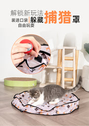 TUXTOOX Interactive Cat Hunting Cover Toy Set, Motion-Activated Sound Plush Ball with Hidden Chase Mat, Immersive Hide and Seek Cat Game, Collapsible Space-Saving Indoor Exercise Toy for Cats