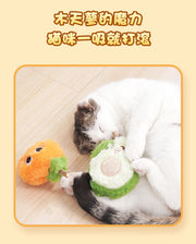 TUXTOOX Catnip Silvervine Cat Plush Toy, Cute Fruit Interactive Chew Toy, Soft Durable Bite-Resistant Dental Care Toy, Stress Relief Indoor Play Toy for Kitten & Adult Cats