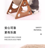TUXTOOX Rotating Sisal Cat Scratching Ball Toy, Interactive Wooden Stand Cat Scratcher, Durable Indoor Claw Grinding Toy, Anti-Scratch Furniture Protection Exercise Play Toy for All Indoor Cats