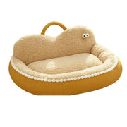 TUXTOOX Washable Plush Pet Bed Sofa, Soft Calming Pet Nest with Raised Bolster Support, Non-Slip Warm Cozy Sleeping Bed for Cats & Small Medium Dogs