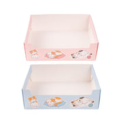TUXTOOX Disposable Foldable Cat Litter Box, Thickened Waterproof Cardboard Cat Litter Tray, Large Capacity Portable Leak-Proof Cat Toilet, Odor Reduction Travel & Daily Temporary Litter Box for Indoor Cats（Random Pink or Blue）