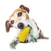 TUXTOOX Corn Shaped Dog Chew Toy with Cotton Rope, Durable TPR Dental Toothbrush Toy for Aggressive Chewers, Interactive Tug Teething Toy, Teeth Cleaning Anxiety Relief Play Toy for Small Medium Large Dogs