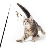 TUXTOOX 71 Inch Extra Long Telescopic Cat Wand Toy Set, Retractable Carbon Fiber Cat Teaser with Worm, Flower & Feather Replacement Refills, Anti-Slip Ergonomic Handle Interactive Bonding Exercise Toy for Indoor Cats