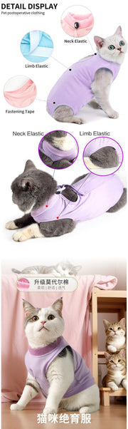 TUXTOOX Cat Recovery Suit, Soft Breathable Post-Surgery Onesie for Cats, Anti-Licking Wound Protective Clothing, Comfortable E-Collar Alternative with Toileting Opening for Spay Neuter Recovery