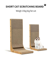 TUXTOOX L-Shaped Vertical Cat Scratcher, Large Durable Corrugated Cardboard Scratch Pad with Solid Wooden Frame, Space-Saving Wall Mount Cat Furniture Protector, 2-in-1 Scratching & Lounge Rest Bed for Indoor Cats
