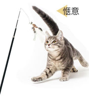TUXTOOX 71 Inch Extra Long Telescopic Cat Wand Toy Set, Retractable Carbon Fiber Cat Teaser with Worm, Flower & Feather Replacement Refills, Anti-Slip Ergonomic Handle Interactive Bonding Exercise Toy for Indoor Cats