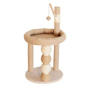 TUXTOOX All-in-One Sisal Cat Scratching Post with Elevated Cat Bed, Compact Stable Cat Tree Tower with Hanging Teaser Toys, Indoor Space-Saving Interactive Cat Activity Center for Indoor Cats