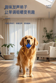 TUXTOOX Honeycomb Texture Dog Chew Ball Toy, Squeaky Interactive Bounce Rubber Ball, Durable Teeth Cleaning Teething Play Toy, Irregular Jumping Enrichment Toy for Small Medium Large Aggressive Chewers