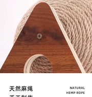 TUXTOOX Rotating Sisal Cat Scratching Ball Toy, Interactive Wooden Stand Cat Scratcher, Durable Indoor Claw Grinding Toy, Anti-Scratch Furniture Protection Exercise Play Toy for All Indoor Cats