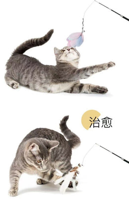 TUXTOOX 71 Inch Extra Long Telescopic Cat Wand Toy Set, Retractable Carbon Fiber Cat Teaser with Worm, Flower & Feather Replacement Refills, Anti-Slip Ergonomic Handle Interactive Bonding Exercise Toy for Indoor Cats