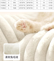 TUXTOOX Luxury Striped Plush Pet Sofa Bed, High Resilience Ergonomic Bolster Nest, Removable Washable Cover Soft Warm Indoor Dog Cat Bed