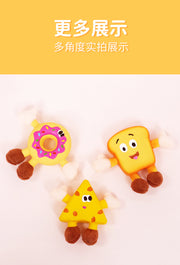 TUXTOOX Soft Latex Plush Squeaky Dog Toy, Cute Dessert Interactive Chew Toy, Bite Resistant Teeth Cleaning & Stress Relief Pet Toy, Lightweight Portable Play Toy for Small & Medium Dogs - Cheese/Toast/Donut