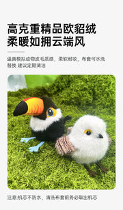 TUXTOOX Motion Activated Chirping Bird Cat Toy, Realistic Flapping Wings Interactive Hunting Toy with Refillable Catnip, USB Rechargeable Washable Plush Stress Relief Exercise Toy for Indoor Cats