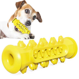 TUXTOOX Durable Dog Toothbrush Chew Toy, Treat Dispensing Interactive Dental Cleaning Stick, Bite Resistant Anxiety Relief Dog Toy for Aggressive Chewers, Blue Yellow Green Multi Colors