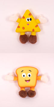 TUXTOOX Soft Latex Plush Squeaky Dog Toy, Cute Dessert Interactive Chew Toy, Bite Resistant Teeth Cleaning & Stress Relief Pet Toy, Lightweight Portable Play Toy for Small & Medium Dogs - Cheese/Toast/Donut