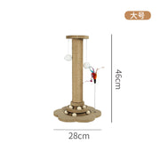TUXTOOX Wooden Cat Scratching Post with Natural Sisal Rope, Interactive Cat Scratcher Tower with Hanging Ball & Teaser Wand, Stable Anti-Slip Base Furniture Protector Indoor Cat Claw Grinding Play Toy 46cm