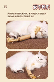 TUXTOOX 38CM Extra Durable Catnip Silvervine Chew Toy, 4-in-1 Natural Sisal Interactive Cat Stick, Bite-Resistant Dental Cleaning Toy, Stress Relief & Furniture Protection Play Toy for All Indoor Cats