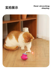 TUXTOOX Interactive Tumbler Laser Cat Toy, Automatic 360° Rotating Laser Pointer & Feather Wand, Smart Motion Sensing Auto-Off Self-Righting Cat Toy, USB Rechargeable Indoor Exercise Boredom Relief Toy for Cats