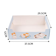 TUXTOOX Disposable Foldable Cat Litter Box, Thickened Waterproof Cardboard Cat Litter Tray, Large Capacity Portable Leak-Proof Cat Toilet, Odor Reduction Travel & Daily Temporary Litter Box for Indoor Cats（Random Pink or Blue）