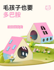TUXTOOX House-Shaped Felt Cat House, Cozy Enclosed Cat Bed Cave, Scratch Resistant Durable Pet Sleeping Nest, Easy Assembly Portable Indoor Warm Hideout for Cats