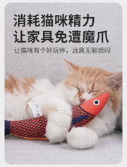 TUXTOOX Catnip Fish Toy with Sound, Interactive Plush Kicker Toy for Cats, Bite-Resistant & Washable Soft Chew Toy, Stress Relief & Energy Burning Indoor Cat Play Toy - Orange / Green / Yellow