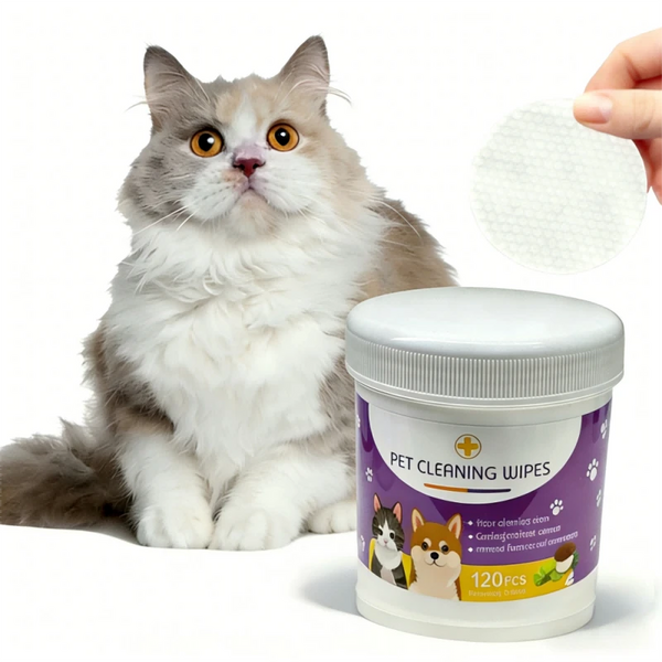 TUXTOOX Pet Wipes for Dogs & Cats - Tear Stain, Eye & Ear Care - 120 Wipes Dispenser Box | Alcohol-Free pH Balanced