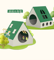 TUXTOOX House-Shaped Felt Cat House, Cozy Enclosed Cat Bed Cave, Scratch Resistant Durable Pet Sleeping Nest, Easy Assembly Portable Indoor Warm Hideout for Cats