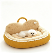 TUXTOOX Washable Plush Pet Bed Sofa, Soft Calming Pet Nest with Raised Bolster Support, Non-Slip Warm Cozy Sleeping Bed for Cats & Small Medium Dogs