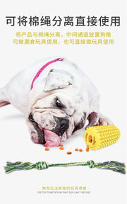 TUXTOOX Corn Shaped Dog Chew Toy with Cotton Rope, Durable TPR Dental Toothbrush Toy for Aggressive Chewers, Interactive Tug Teething Toy, Teeth Cleaning Anxiety Relief Play Toy for Small Medium Large Dogs