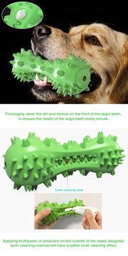 TUXTOOX Squeaky Dog Toothbrush Chew Toy, Durable TPR Dental Cleaning Toy with Groove Design, Interactive Teething Anxiety Relief Toy for Small Medium Large Aggressive Chewers
