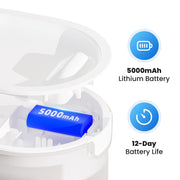 TUXTOOX Smart Cat Mute Water Fountain Automatic Pet Dogs Water Dispenser For Cats Puppy Drinking Purifier Fountain with Recirculate Filter 2.3L Large Capacity 5000mAh Long Battery Life